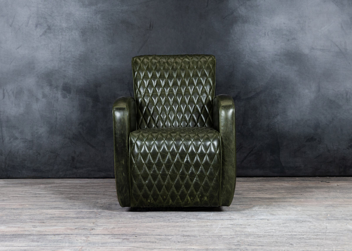 RETRO QUILT SWIVEL LEATHER CHAIR