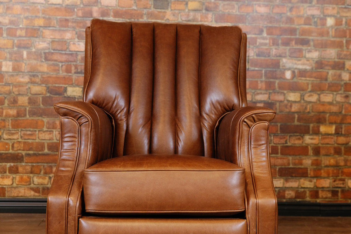 LIBRARY LEATHER RECLINER FLOOR MODEL (SOLD)