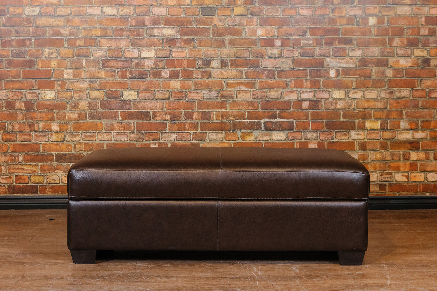 LARGE STORAGE OTTOMAN IN CHOCOLATE BROWN FLOOR MODEL