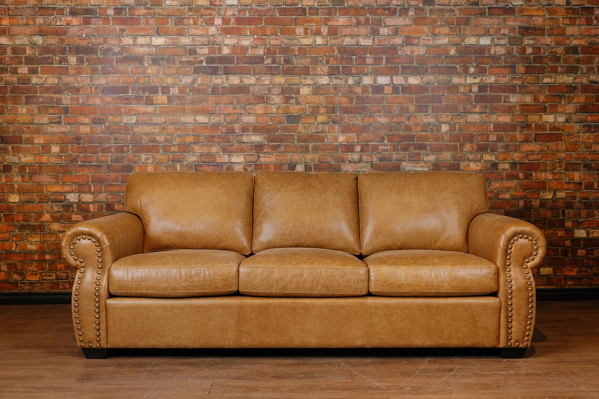 HOSS LEATHER SOFA FLOOR MODEL AS IS