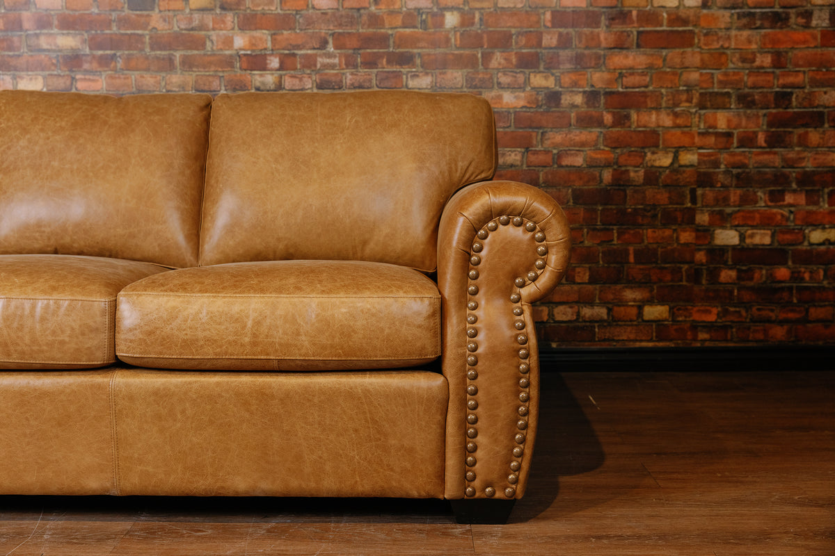 HOSS LEATHER SOFA FLOOR MODEL AS IS