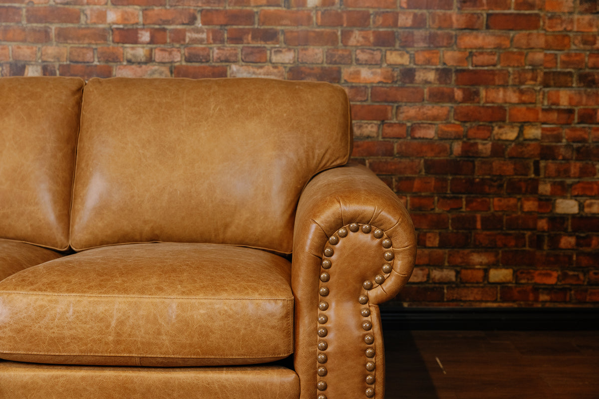 HOSS LEATHER SOFA FLOOR MODEL AS IS