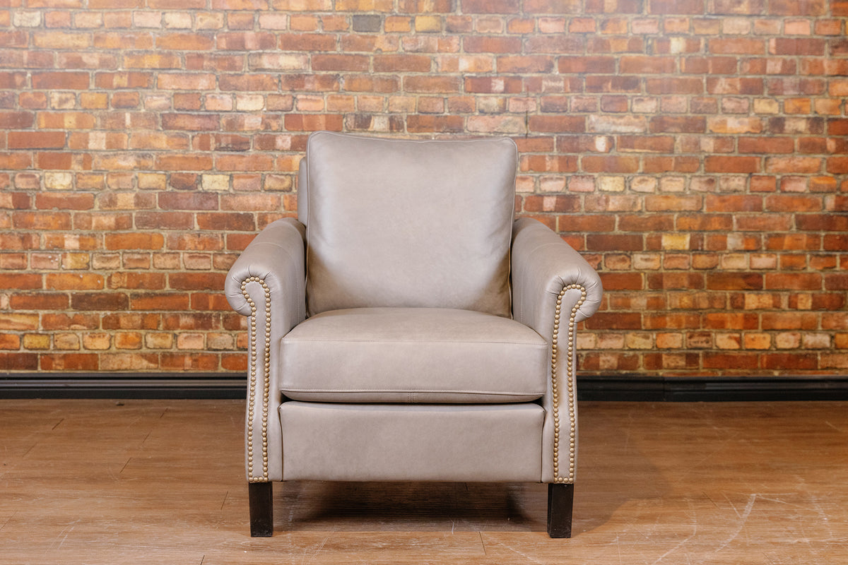 COTTAGE LEATHER CHAIR GREY LEATHER