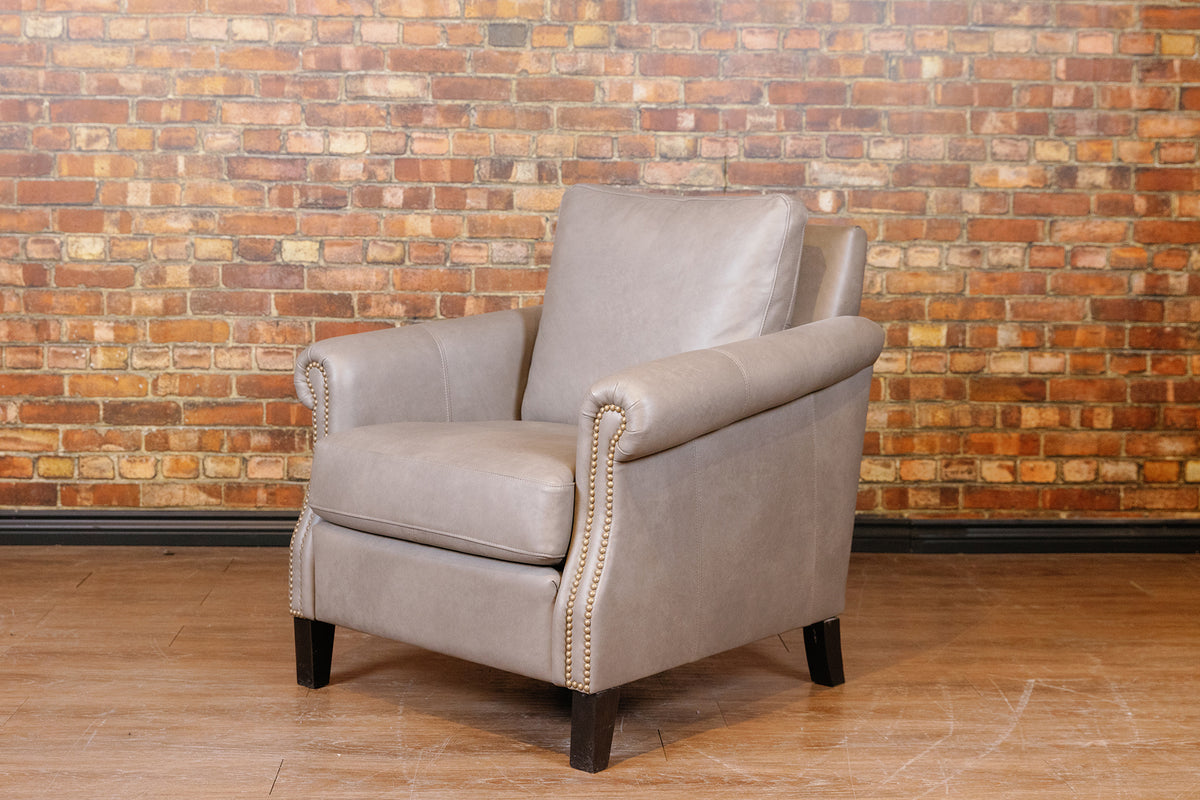 COTTAGE LEATHER CHAIR GREY LEATHER