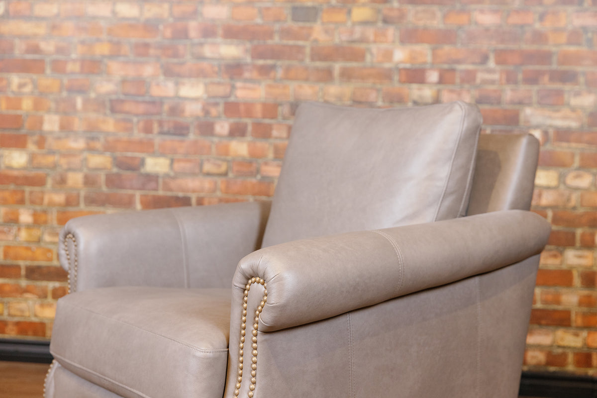 COTTAGE LEATHER CHAIR GREY LEATHER