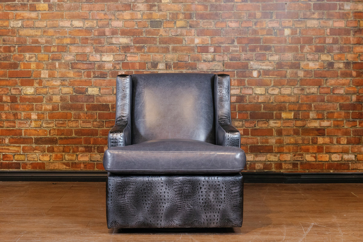 CROCO BLUE MARGARET LEATHER SWIVEL FLOOR