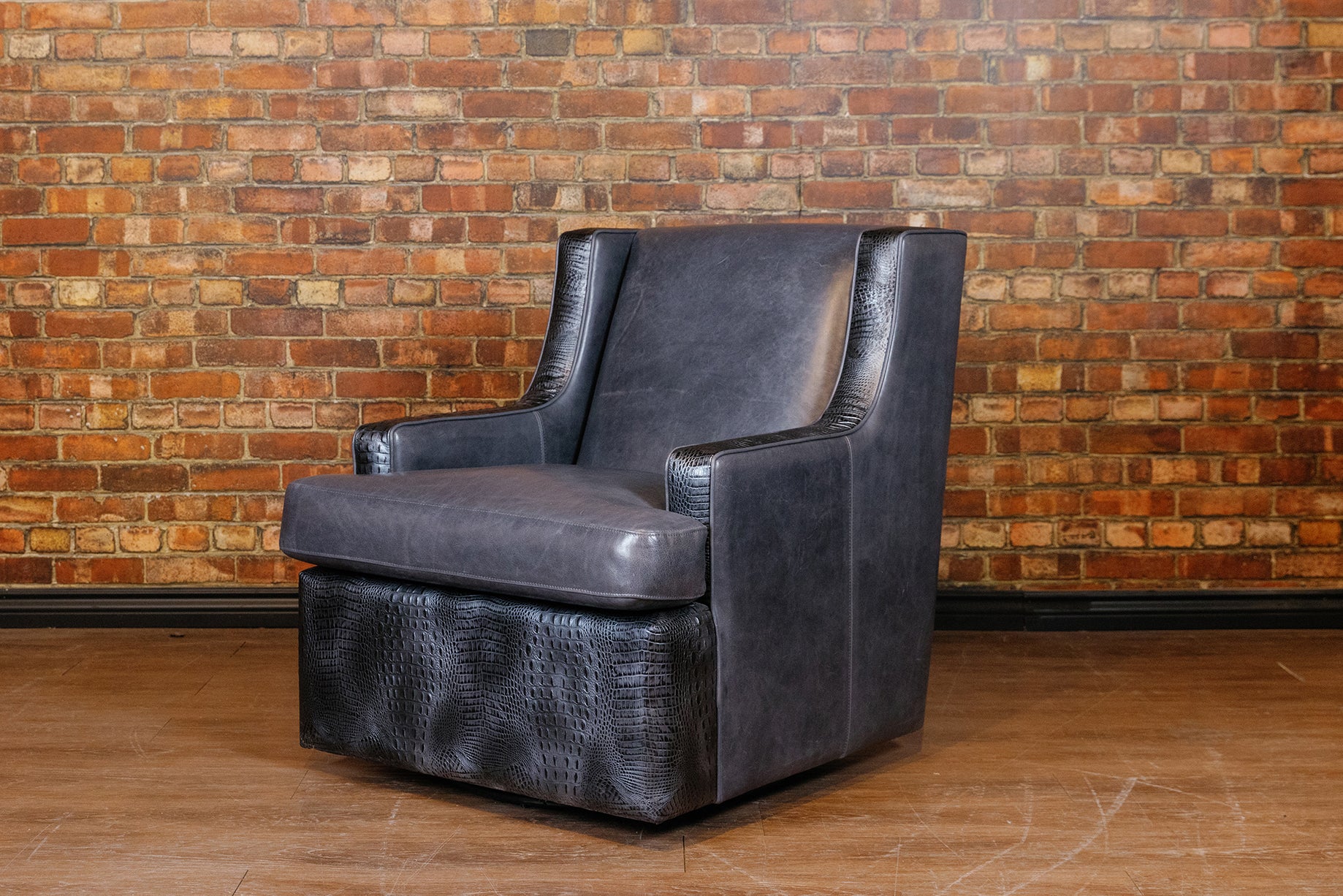 CROCO BLUE MARGARET LEATHER SWIVEL FLOOR