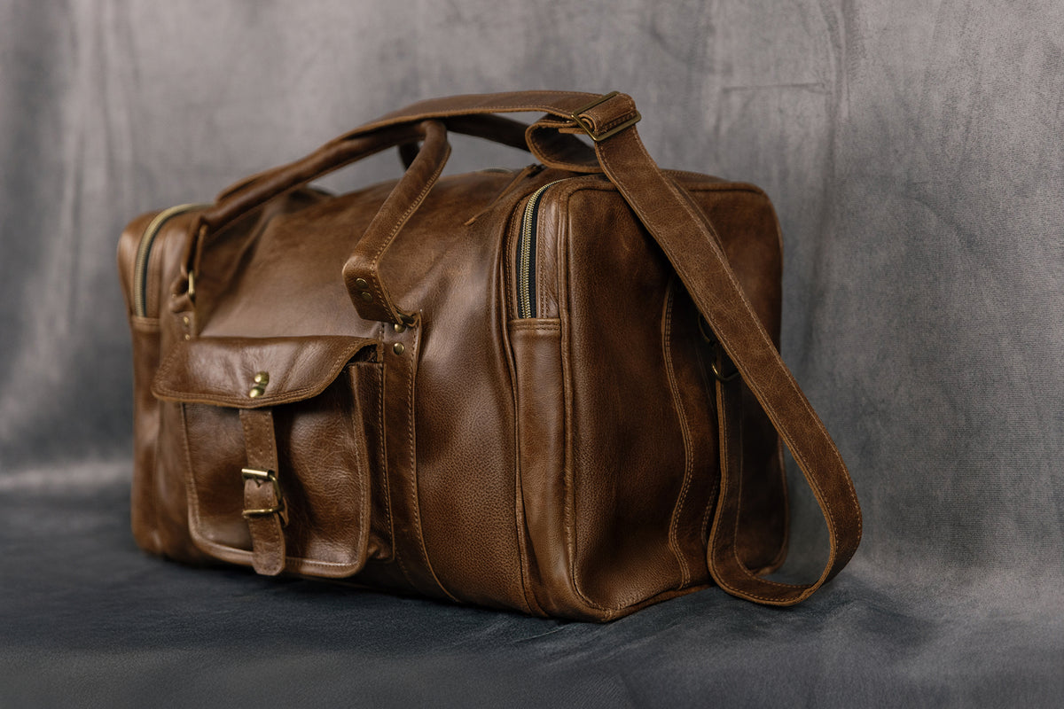 SAC DE VOYAGE EN CUIR MARRON