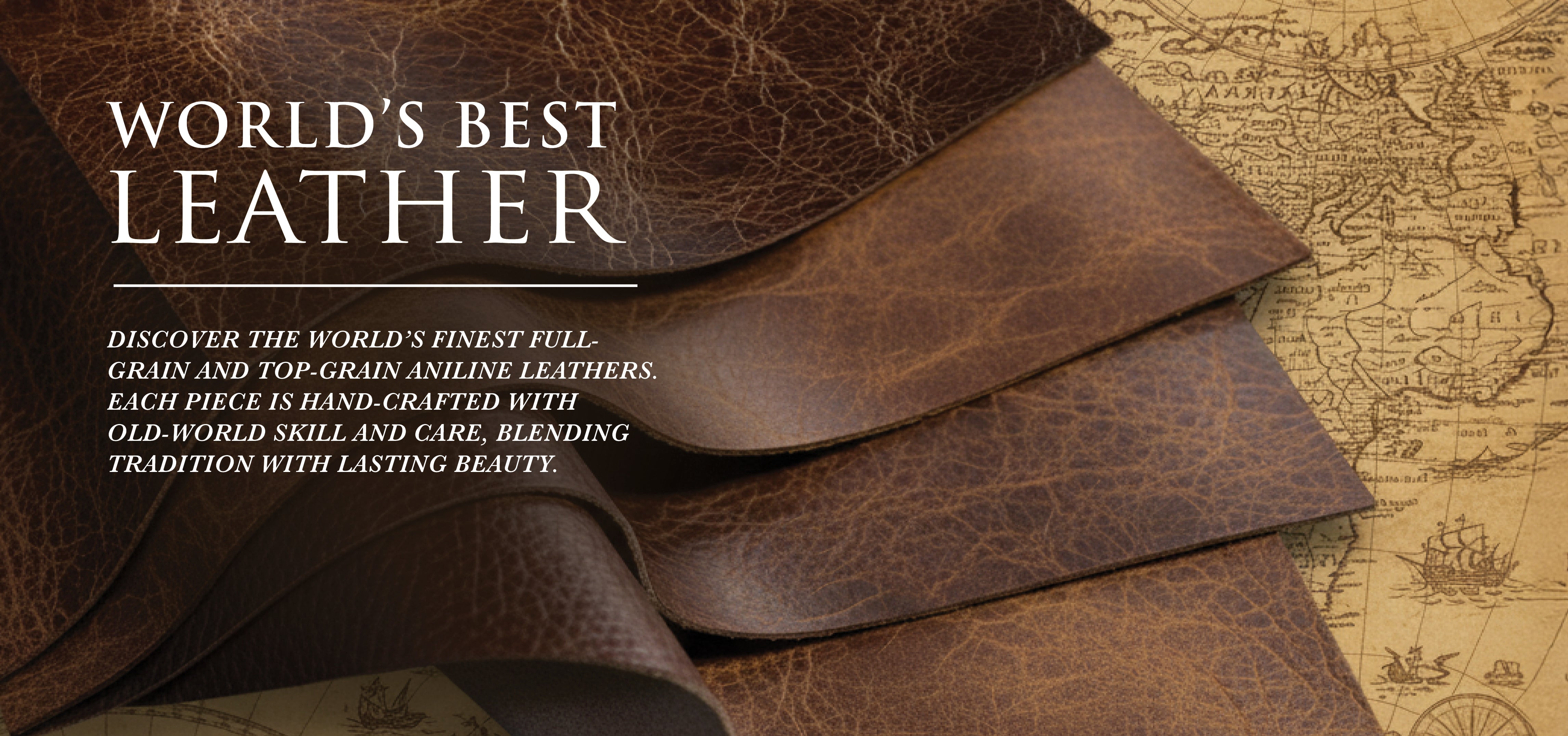 Old World collection leather furniture banner