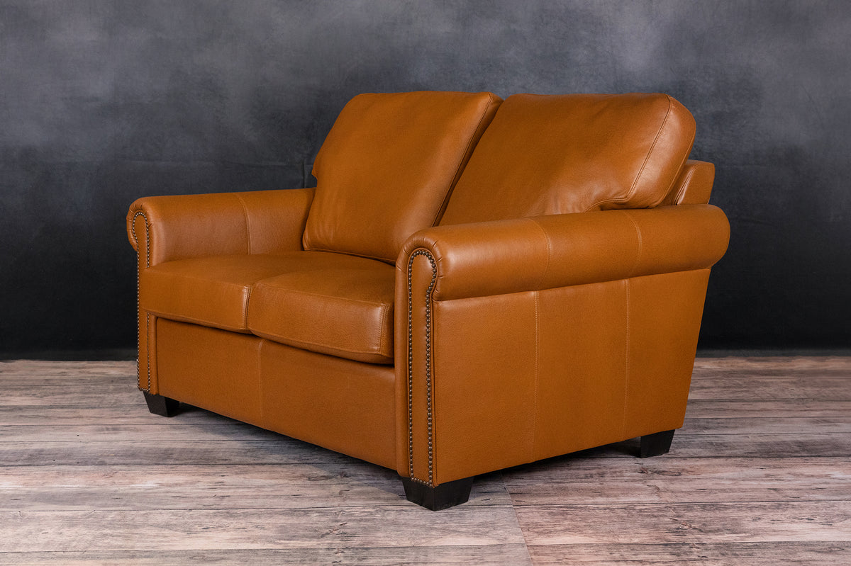 Coral Leather Loveseat