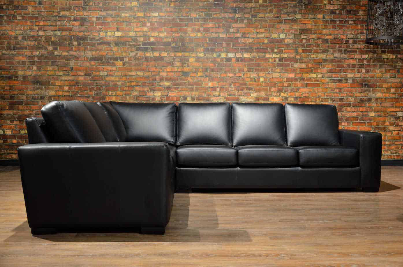 PALERMO LEATHER SECTIONAL RHF BLACK LEATHER