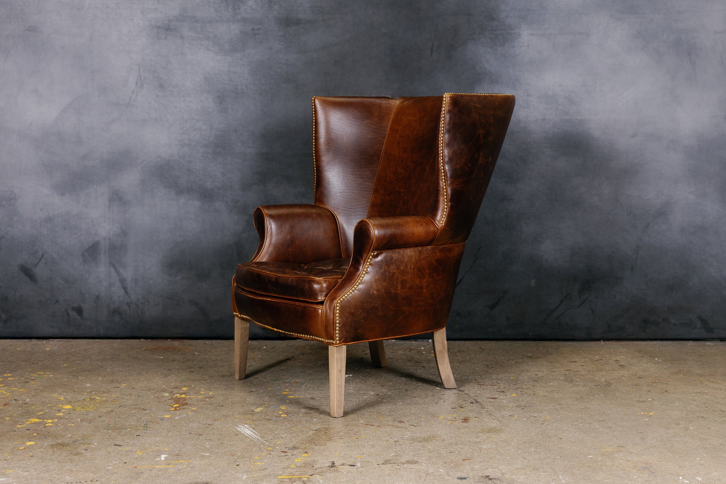Sir Drake leather accent chair handcrafted in Canada