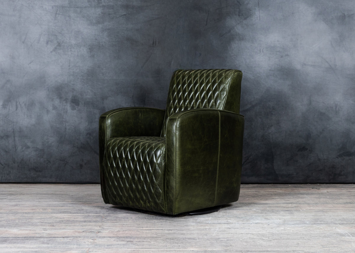 RETRO QUILT SWIVEL LEATHER CHAIR