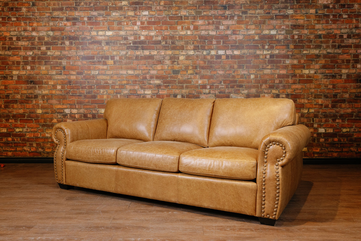 HOSS LEATHER SOFA FLOOR MODEL AS IS