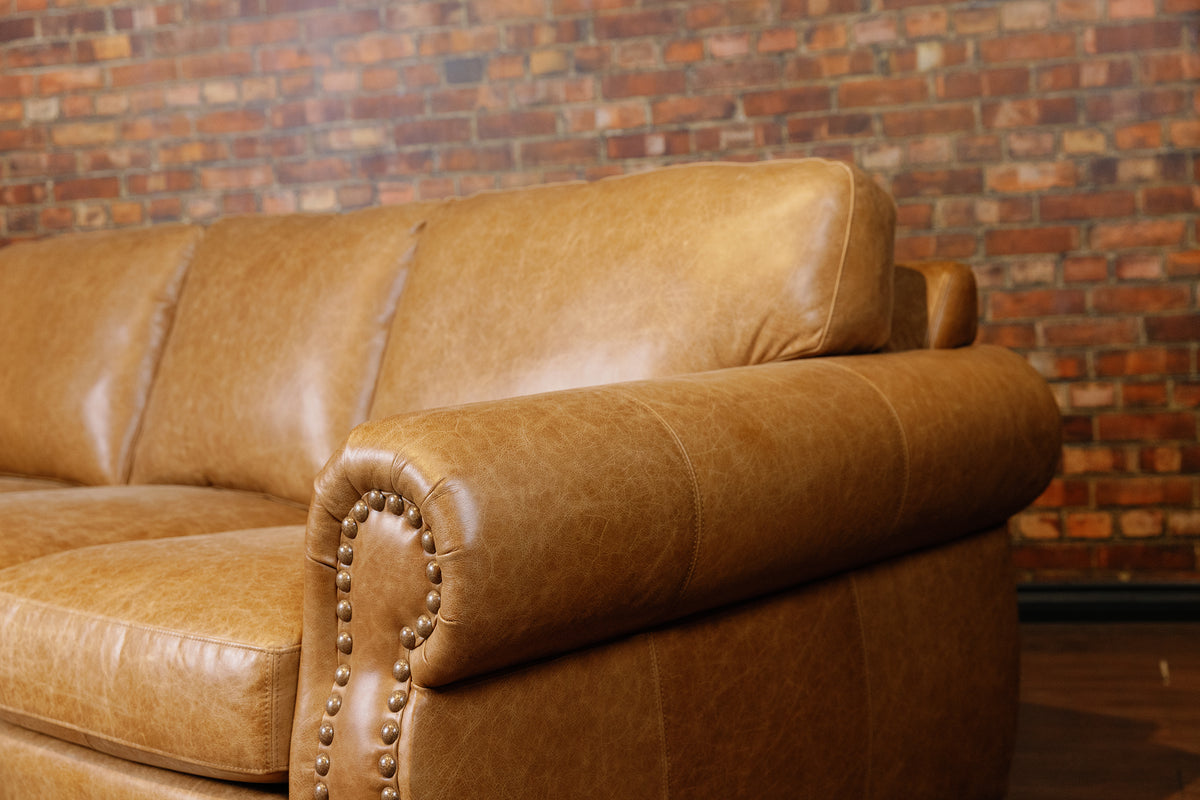 HOSS LEATHER SOFA FLOOR MODEL AS IS