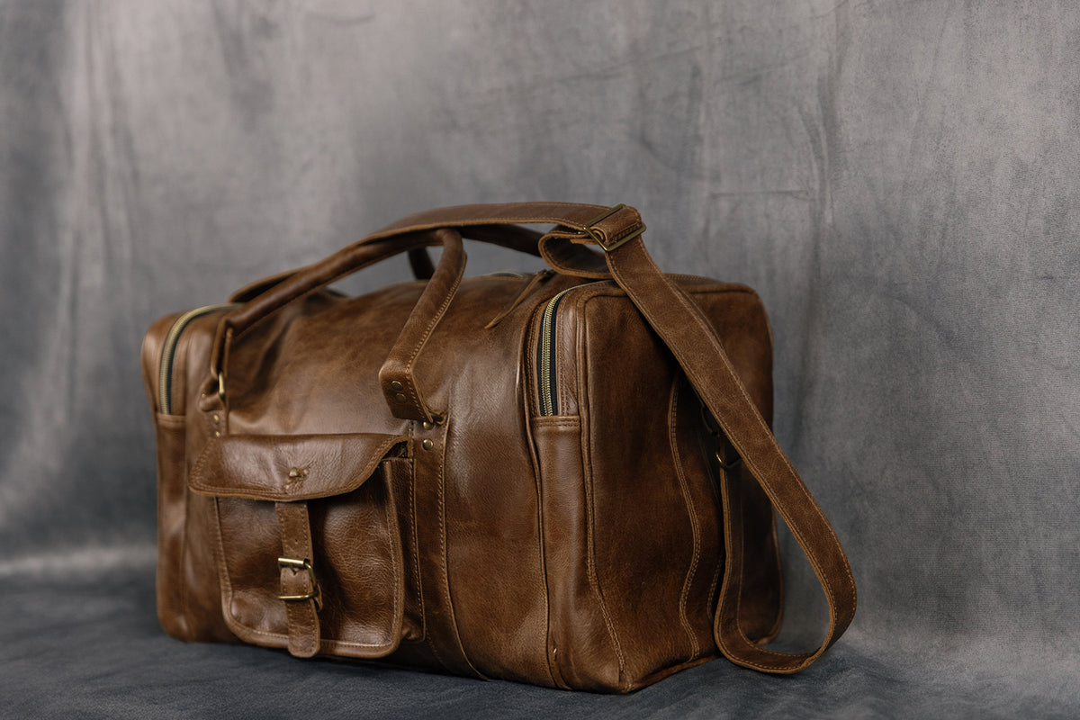 TRAVELLER LEATHER DUFFELBAG BROWN